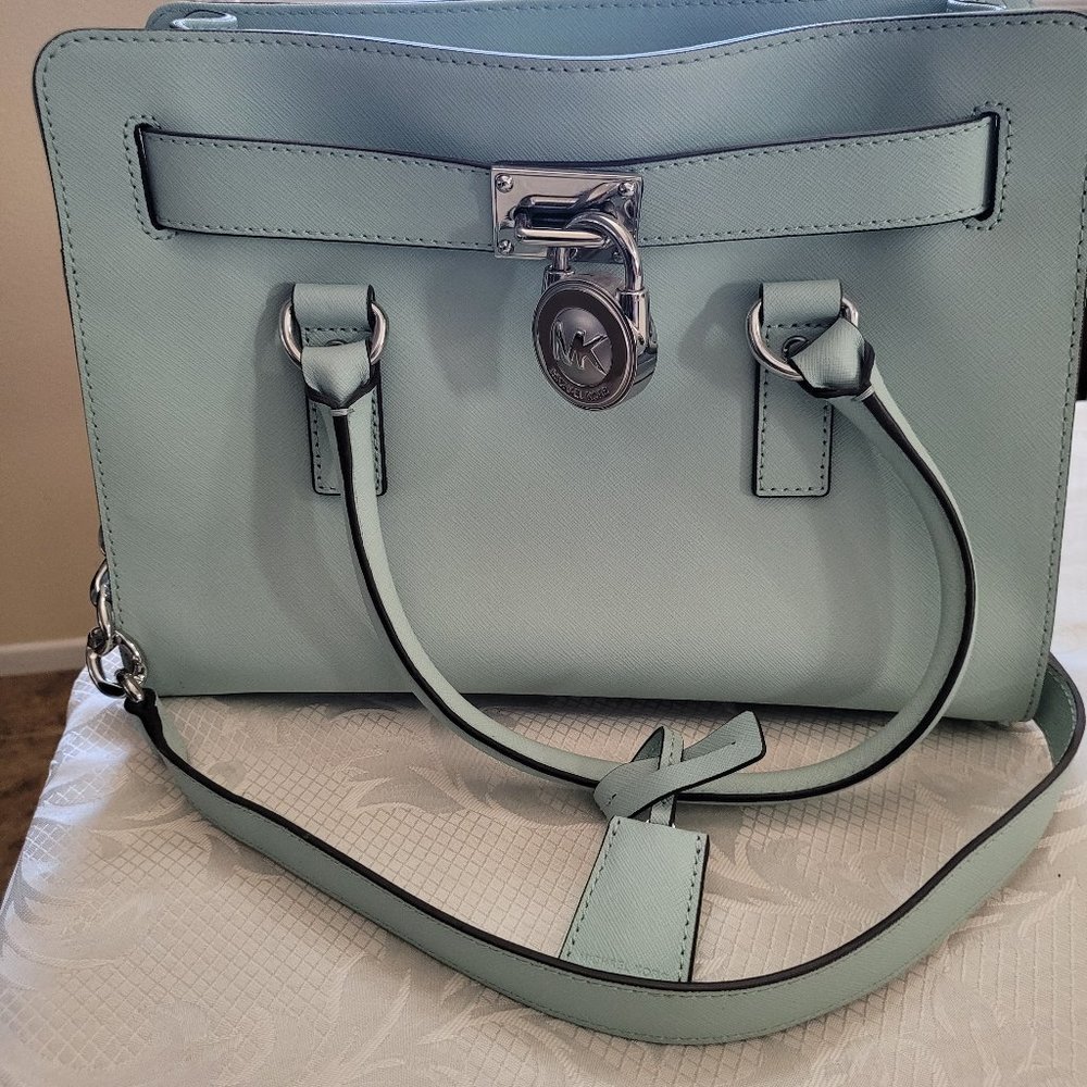 Michael Kors Hamilton MINTCanvas Shoulder Strap Hand Bag